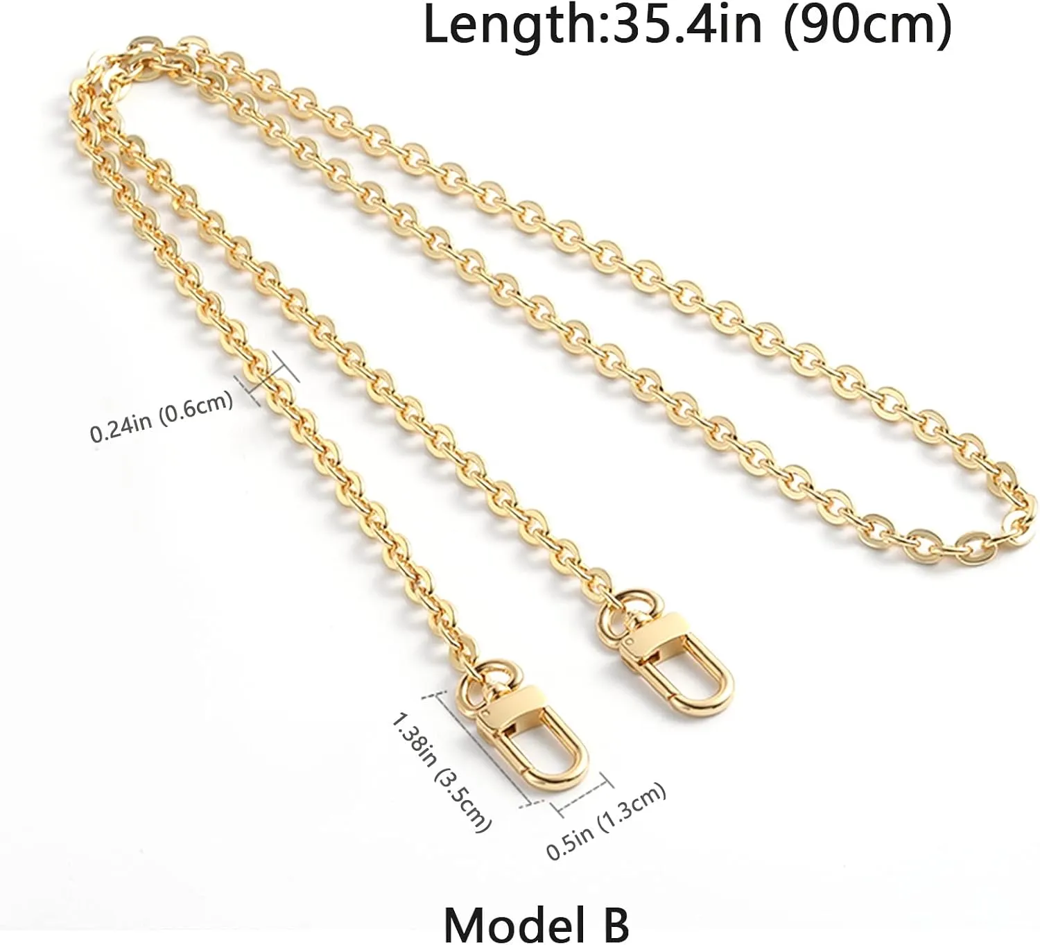 jiesinlov Purse Chain Strap CrossBody Handbag Gold Chains Shoulder Bag Strap Replacement,with Metal Buckles (B 35.4in)