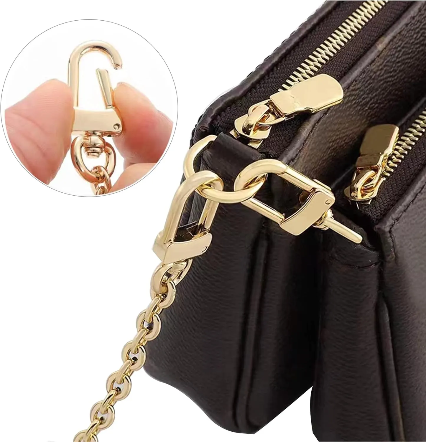 jiesinlov Purse Chain Strap CrossBody Handbag Gold Chains Shoulder Bag Strap Replacement,with Metal Buckles (B 35.4in)