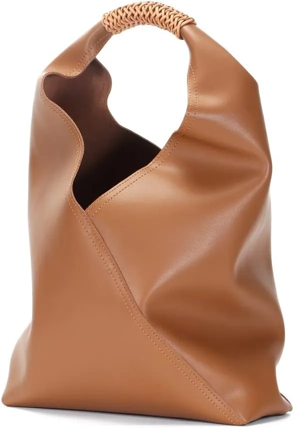 JIUFENG Hobo Bag for Women Genuine Leather Bucket Tote Bag Solid Color Commuter Underarm Shoulder Bag Womens Handbag