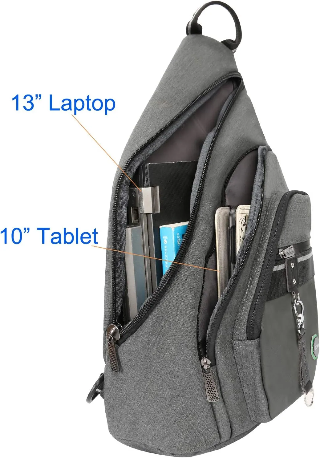 Jochui Sling Bag Backpack Pack 13" 14" Laptop Bag Satchel Rucksack Travel Bag Gray