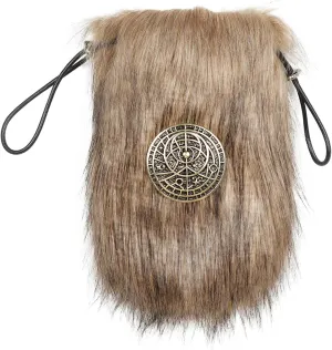 Joukavor Viking Fur Pouch Renaissance Medieval Waist Bag Cosplay Accessory (Brown)