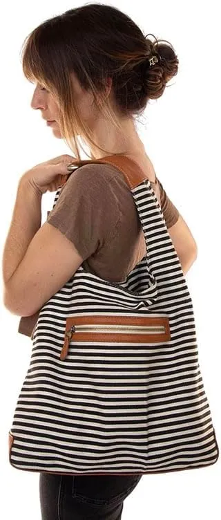 Joy Susan Womens Fashion April Canvas Hobo Bag - Black