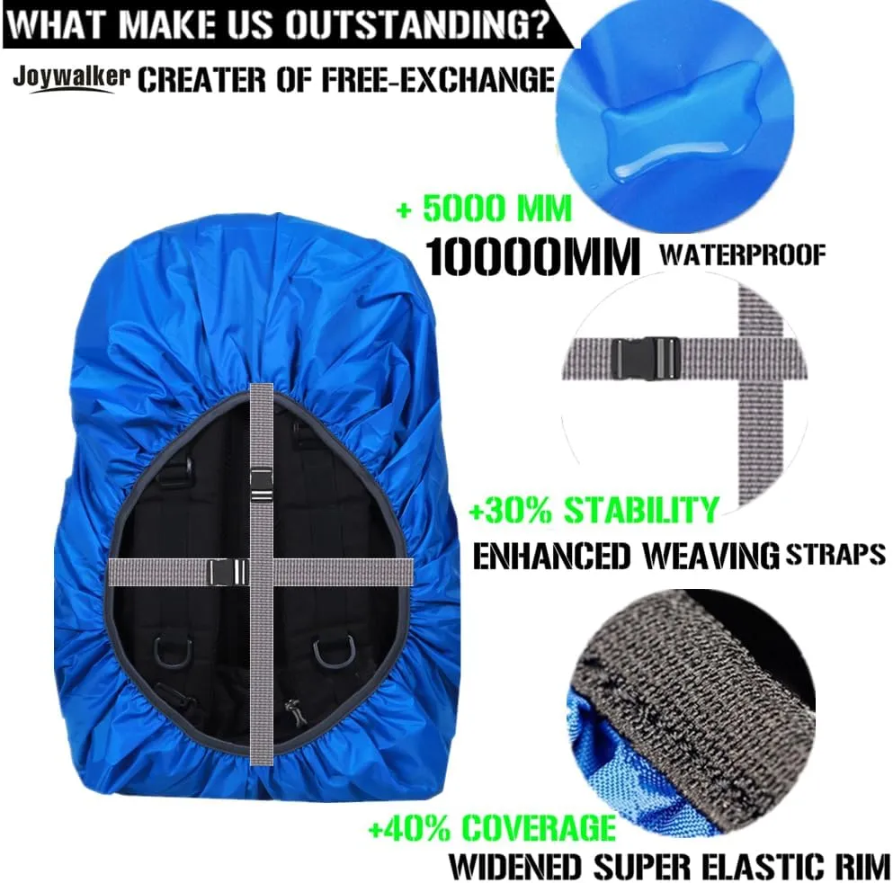Joy Walker Waterproof Backpack Rain Cover, 10000mm Waterproof Level, Upgraded Anti-Slip Cross Buckle Straps, Four Strengthened Layers for Hiking Camping Traveling