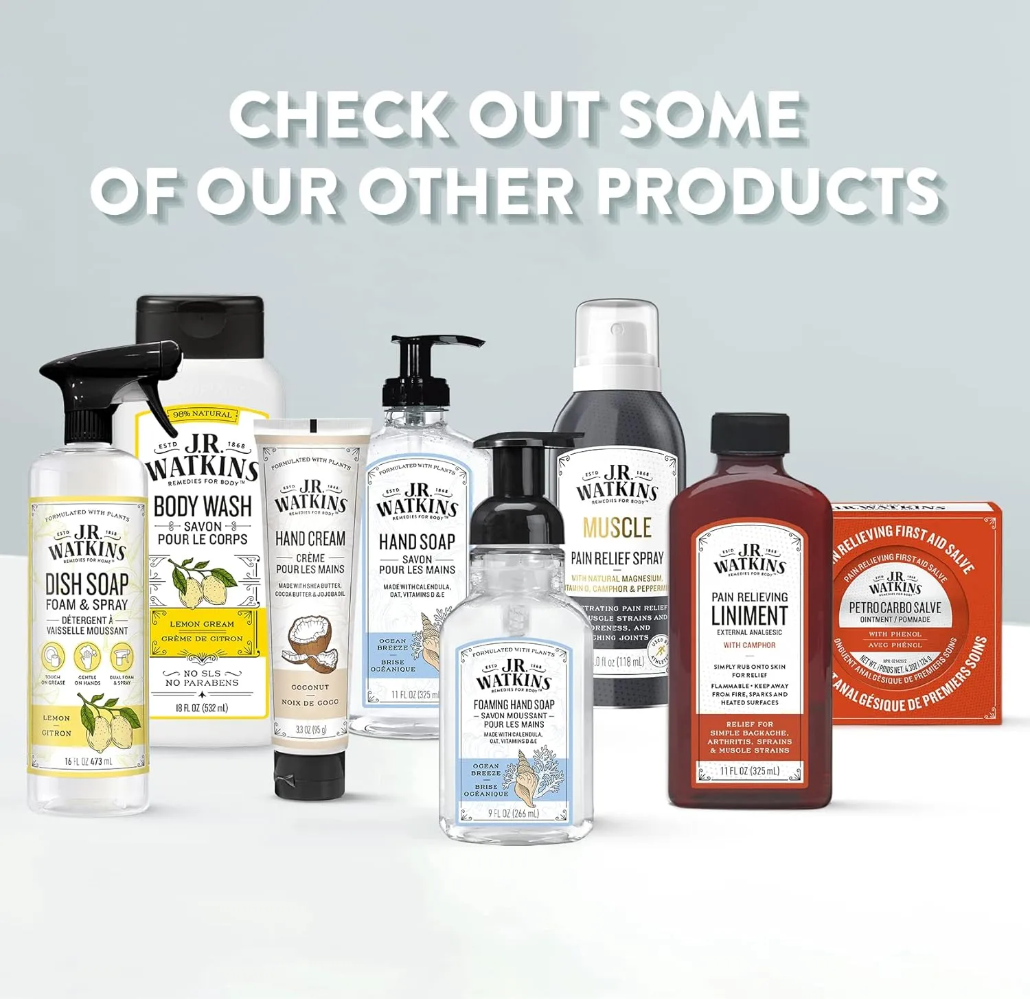 J.R. Watkins Gel Hand Soap Refill, Moisturizing Hand Wash, All Natural, Alcohol-Free, Cruelty-Free, USA Made, Lemon, 34 Fl Oz, 3 Pack