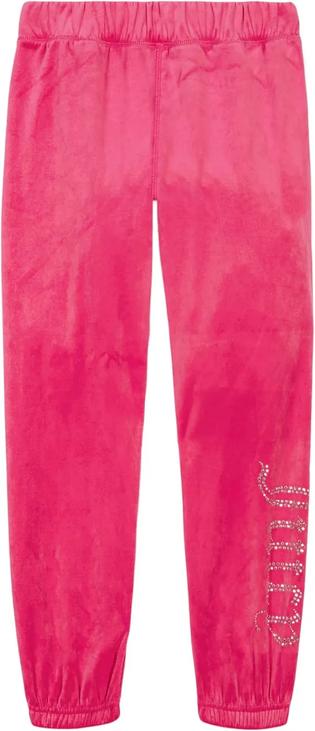 Juicy Couture Girls' Pull-on Plush Velour Jogger, Ribbed Waist & Cuffs