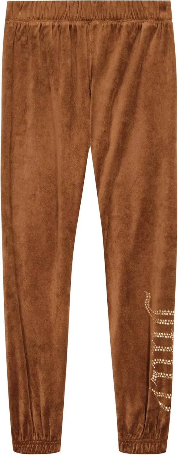 Juicy Couture Girls' Pull-on Plush Velour Jogger, Ribbed Waist & Cuffs