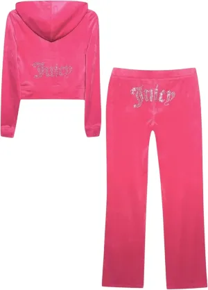 Juicy Couture Women's Bling Velour Tracksuit (US, Alpha, Large, Regular, Regular, Bubblegum)