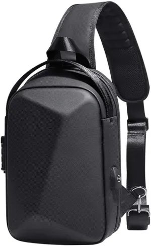 JUMO CYLY Water-Resistant Sling Bag for Men, USB Crossbody Backpack Casual Mens Shoulder Bag