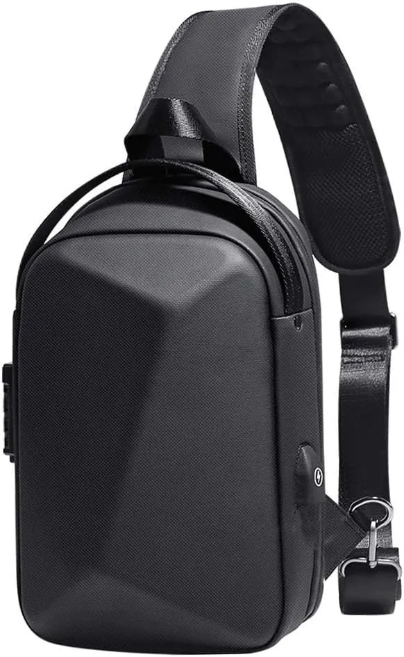 JUMO CYLY Water-Resistant Sling Bag for Men, USB Crossbody Backpack Casual Mens Shoulder Bag