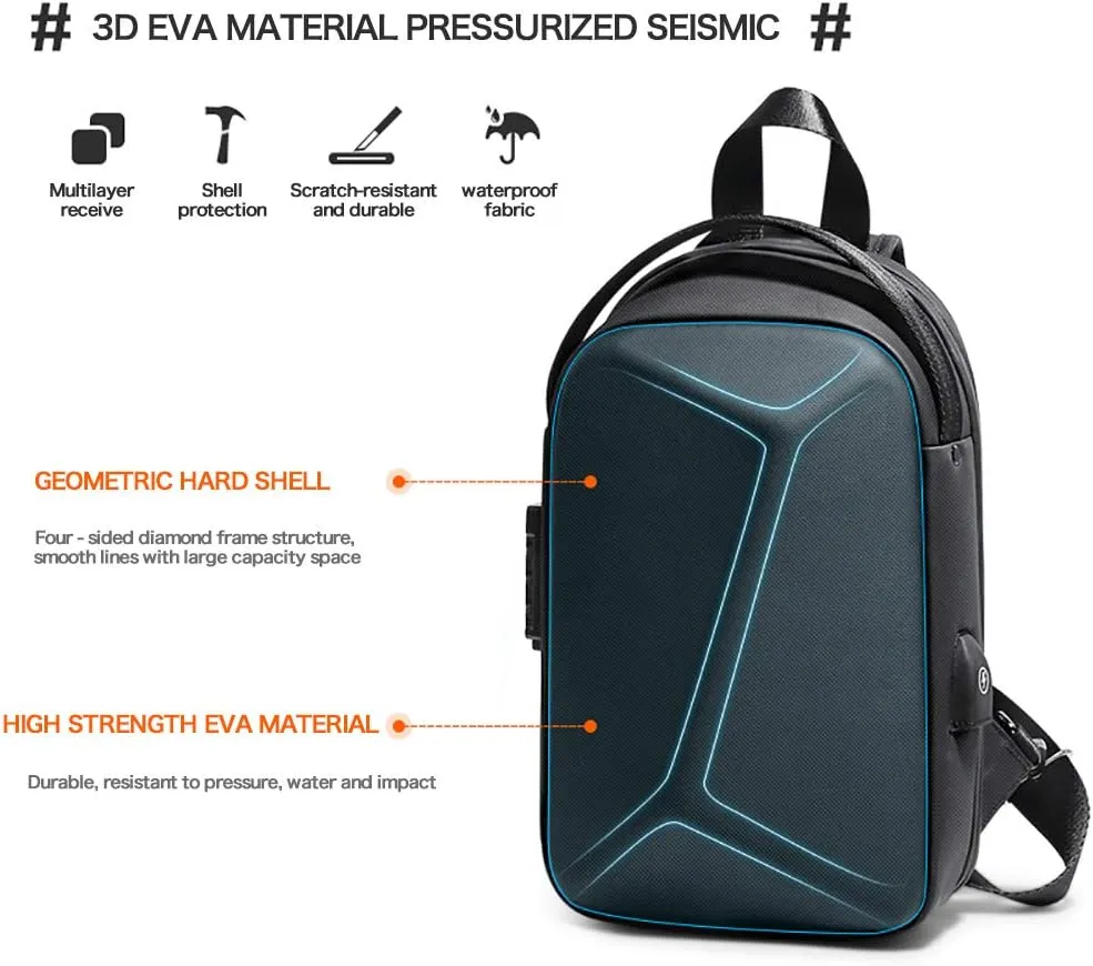 JUMO CYLY Water-Resistant Sling Bag for Men, USB Crossbody Backpack Casual Mens Shoulder Bag