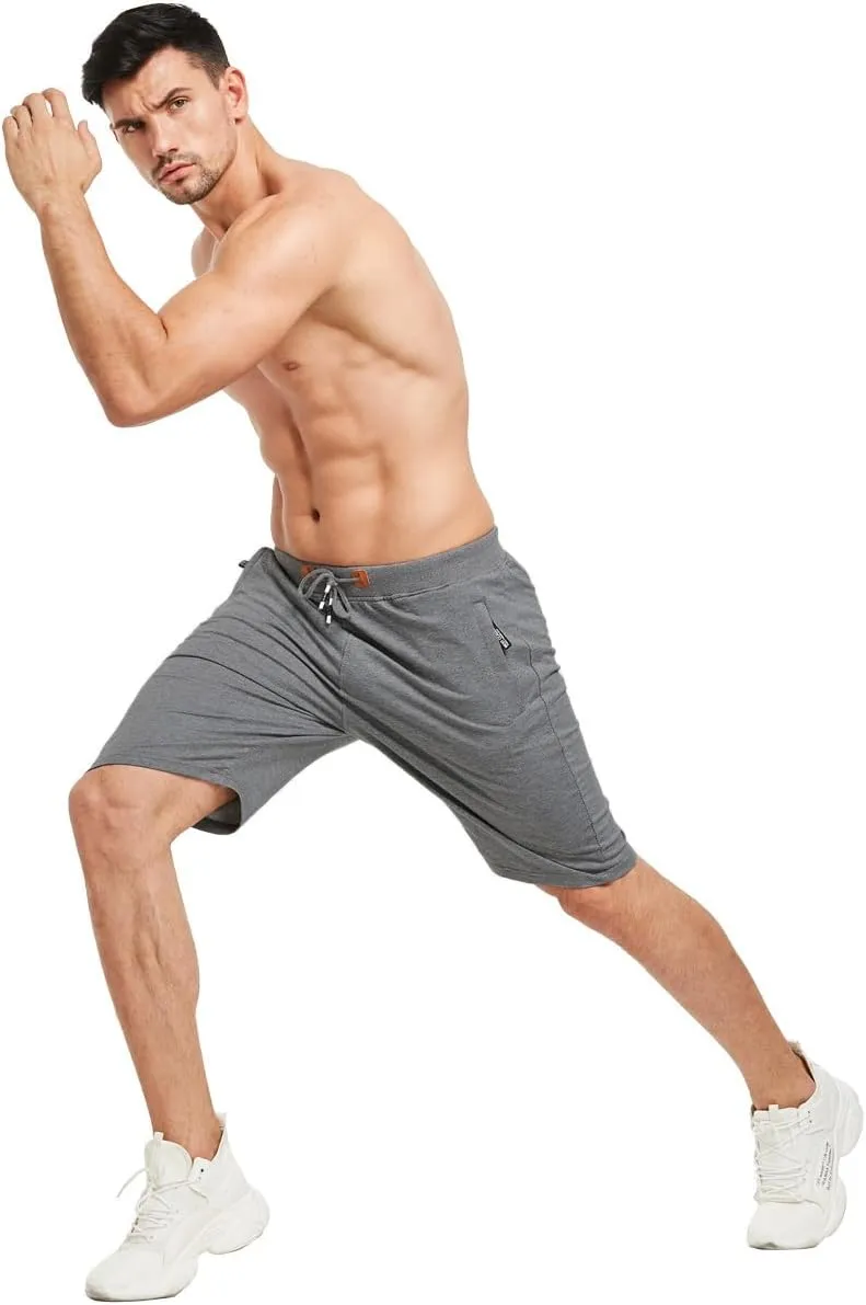 JustSun Mens Shorts Casual Sports with Elastic Waist Zipper Pockets