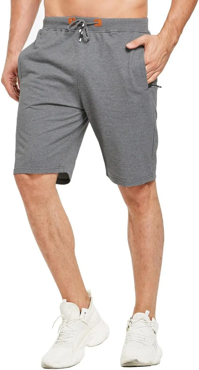 JustSun Mens Shorts Casual Sports with Elastic Waist Zipper Pockets