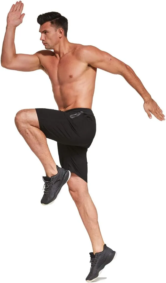 JustSun Mens Shorts Casual Sports with Elastic Waist Zipper Pockets