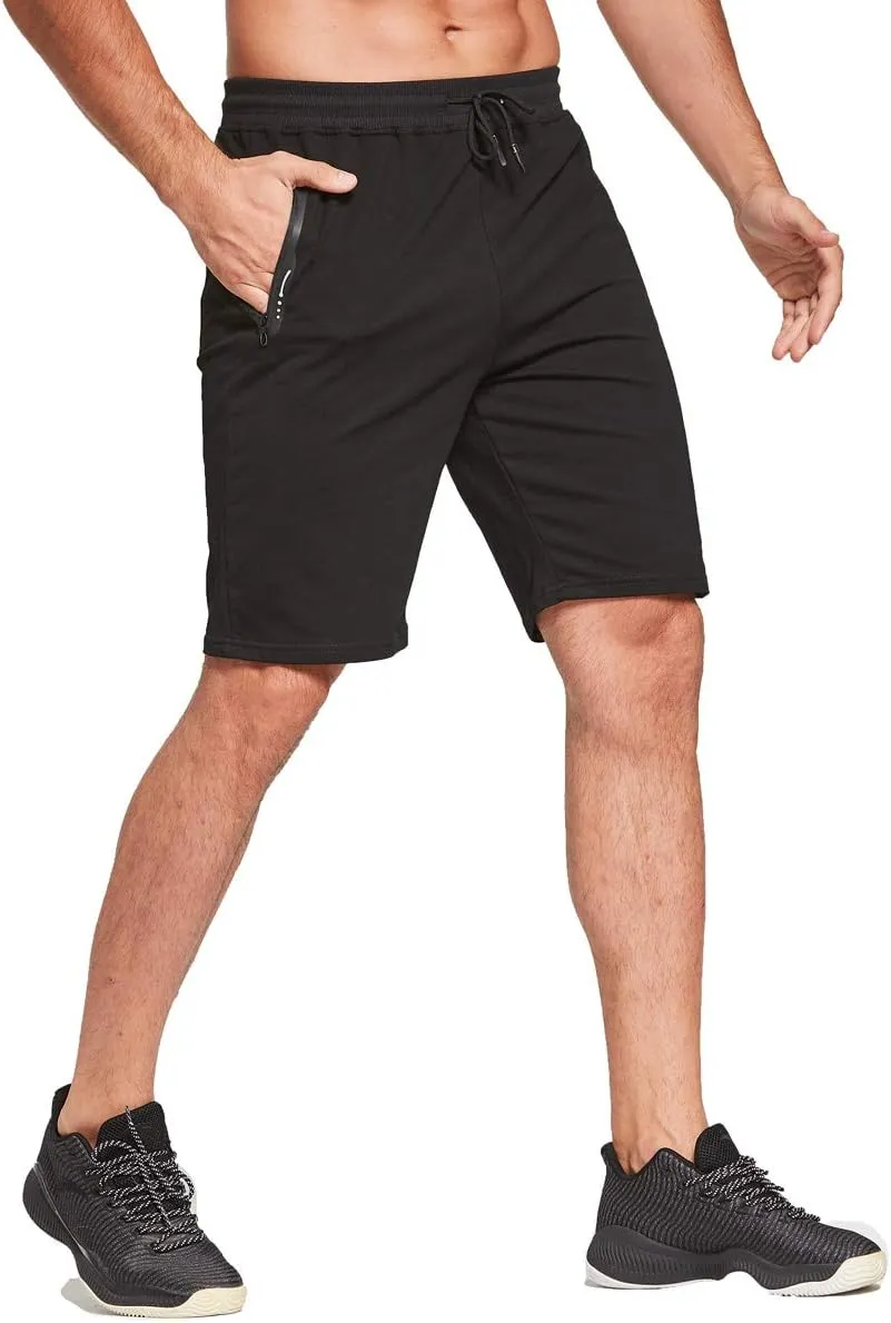 JustSun Mens Shorts Casual Sports with Elastic Waist Zipper Pockets