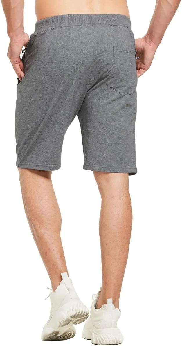 JustSun Mens Shorts Casual Sports with Elastic Waist Zipper Pockets