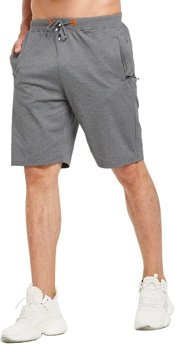 JustSun Mens Shorts Casual Sports with Elastic Waist Zipper Pockets