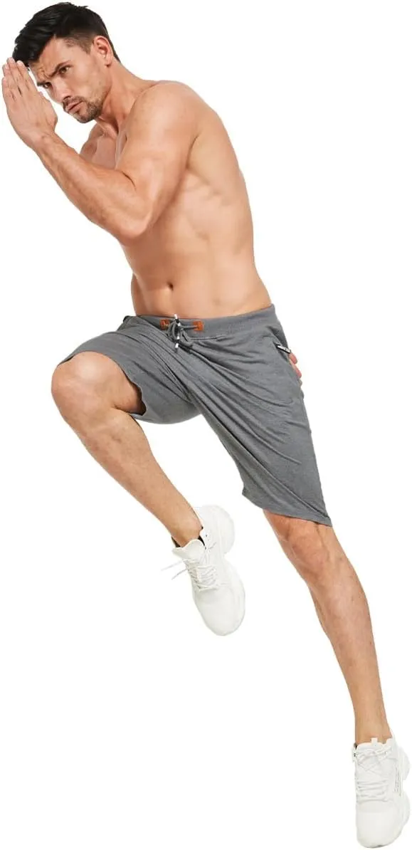 JustSun Mens Shorts Casual Sports with Elastic Waist Zipper Pockets
