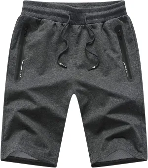 JustSun Mens Shorts Casual Sports with Elastic Waist Zipper Pockets