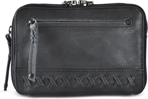 Kailey Concealed Self Defence Waist Bag by Lady Conceal - Buffalo or Suede Cowhide Leather, 3 Open Sides and Locking Zippers with Universal Holster (Black) - 8" L x 5.5" H x 2.25"