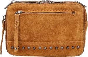 Kailey Concealed Self Defence Waist Bag by Lady Conceal - Buffalo or Suede Cowhide Leather, 3 Open Sides and Locking Zippers with Universal Holster (Chestnut) - 8" L x 5.5" H x 2.25"