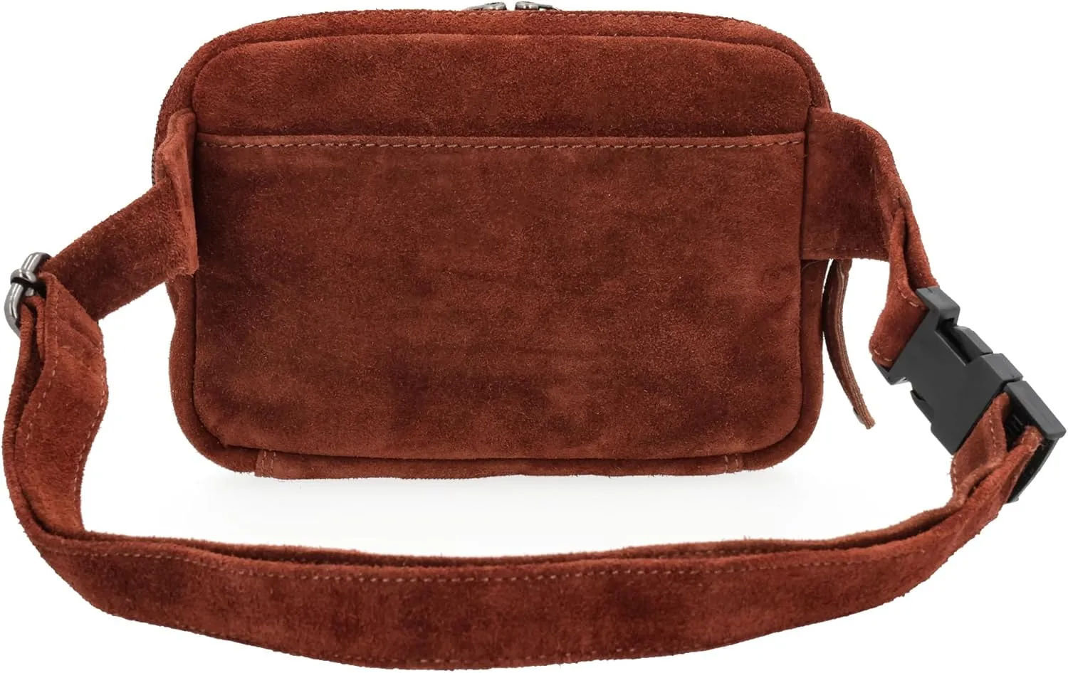 Kailey Concealed Self Defence Waist Bag by Lady Conceal - Buffalo or Suede Cowhide Leather, 3 Open Sides and Locking Zippers with Universal Holster (Dark Brown) - 8" L x 5.5" H x 2.25"