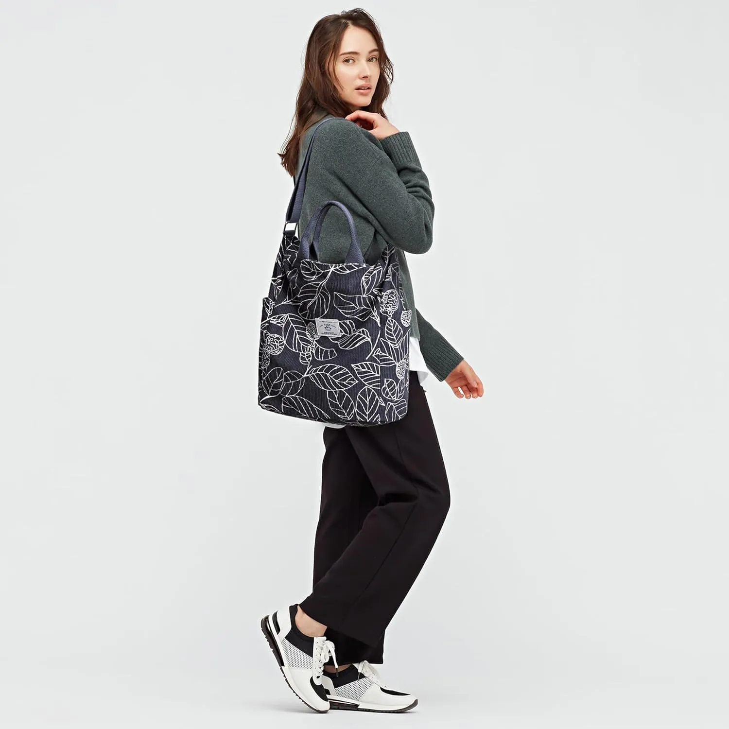 KALIDI Corduroy Tote Bag, Large Messenger Bag Shoulder Hobo Anti Splash Crossbody Zipper Bag Casual Work Shopping Women