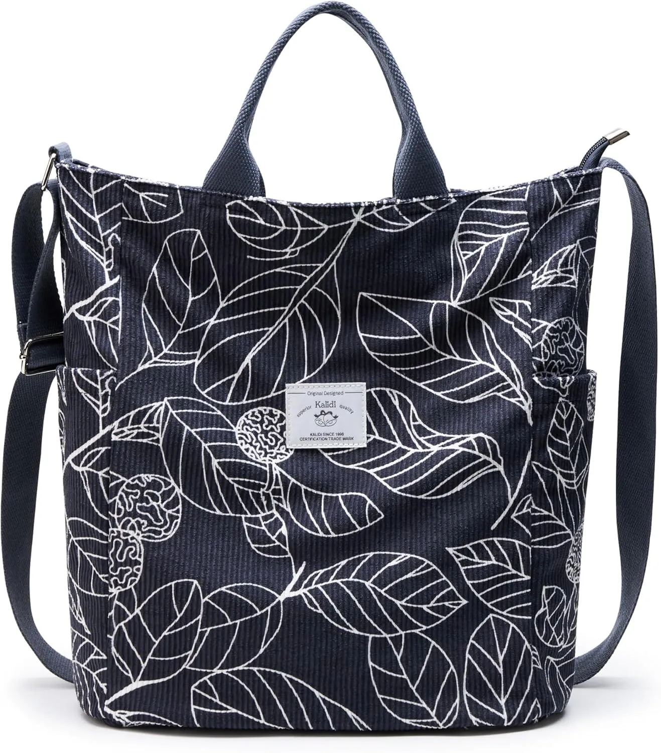 KALIDI Corduroy Tote Bag, Large Messenger Bag Shoulder Hobo Anti Splash Crossbody Zipper Bag Casual Work Shopping Women