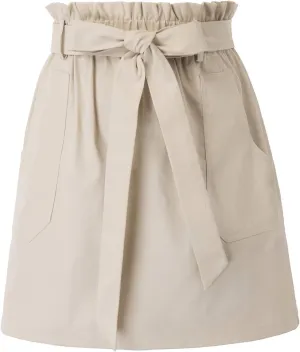 KANCY KOLE Women's Casual High Waist A Line Skirt Paper Bag Elastic Waist Short Skirt with Pockets S-XXL