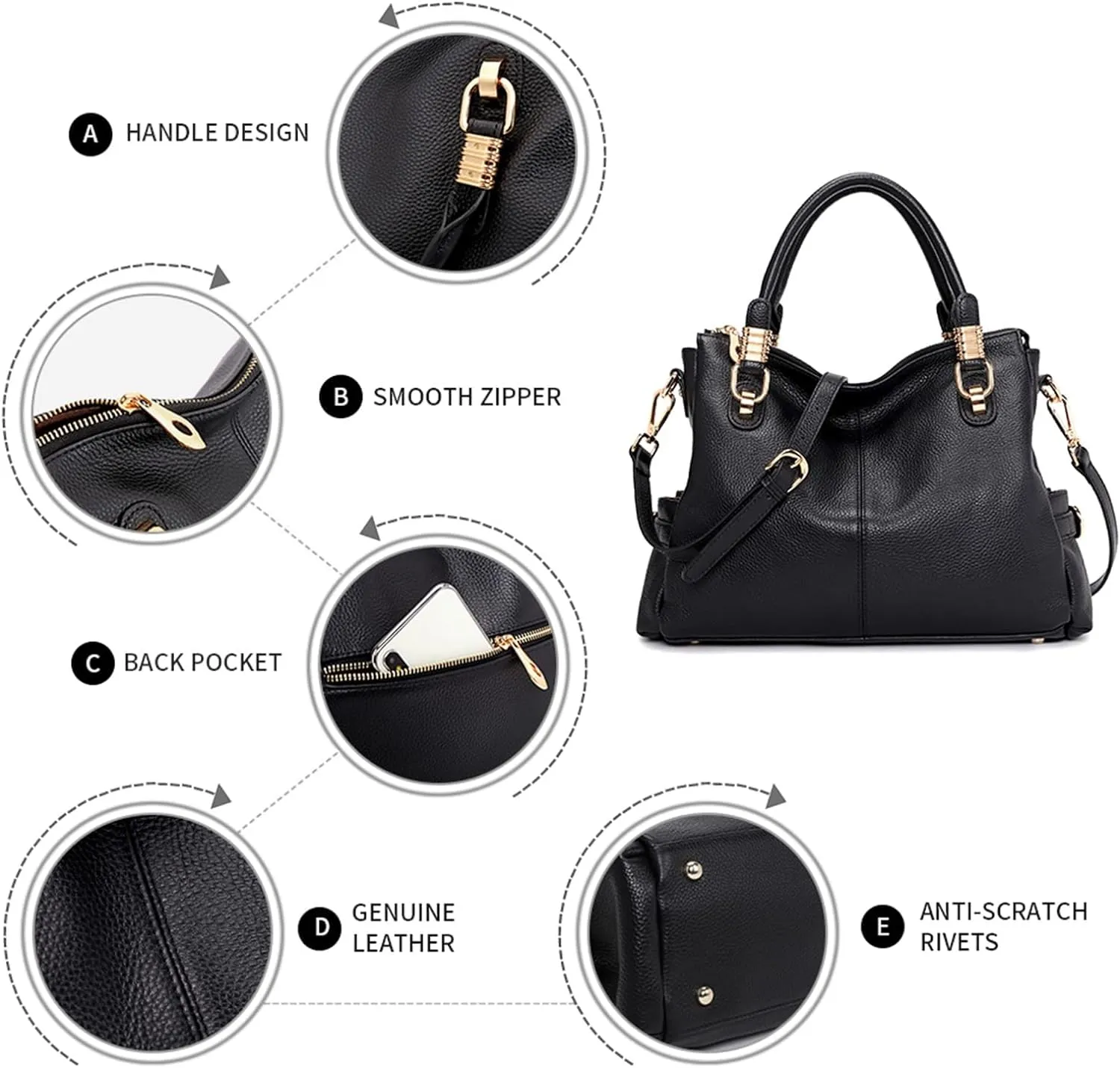 Kattee Soft Women Genuine Leather Purses and Handbags Satchel Tote Shoulder Bag