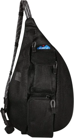 KAVU Mini Beach Rope Bag Mesh Crossbody Sling Backpack - Black