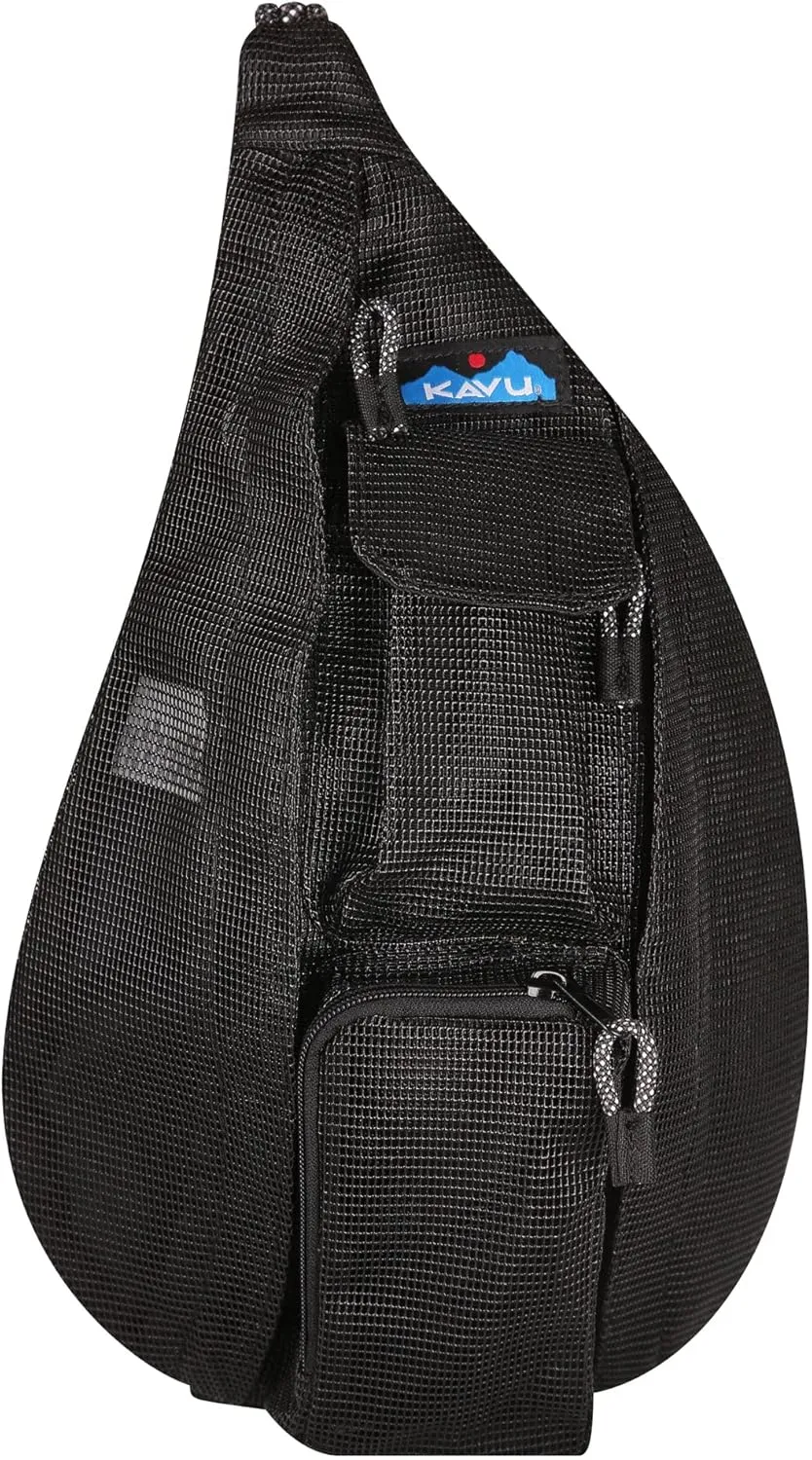 KAVU Mini Beach Rope Bag Mesh Crossbody Sling Backpack - Black