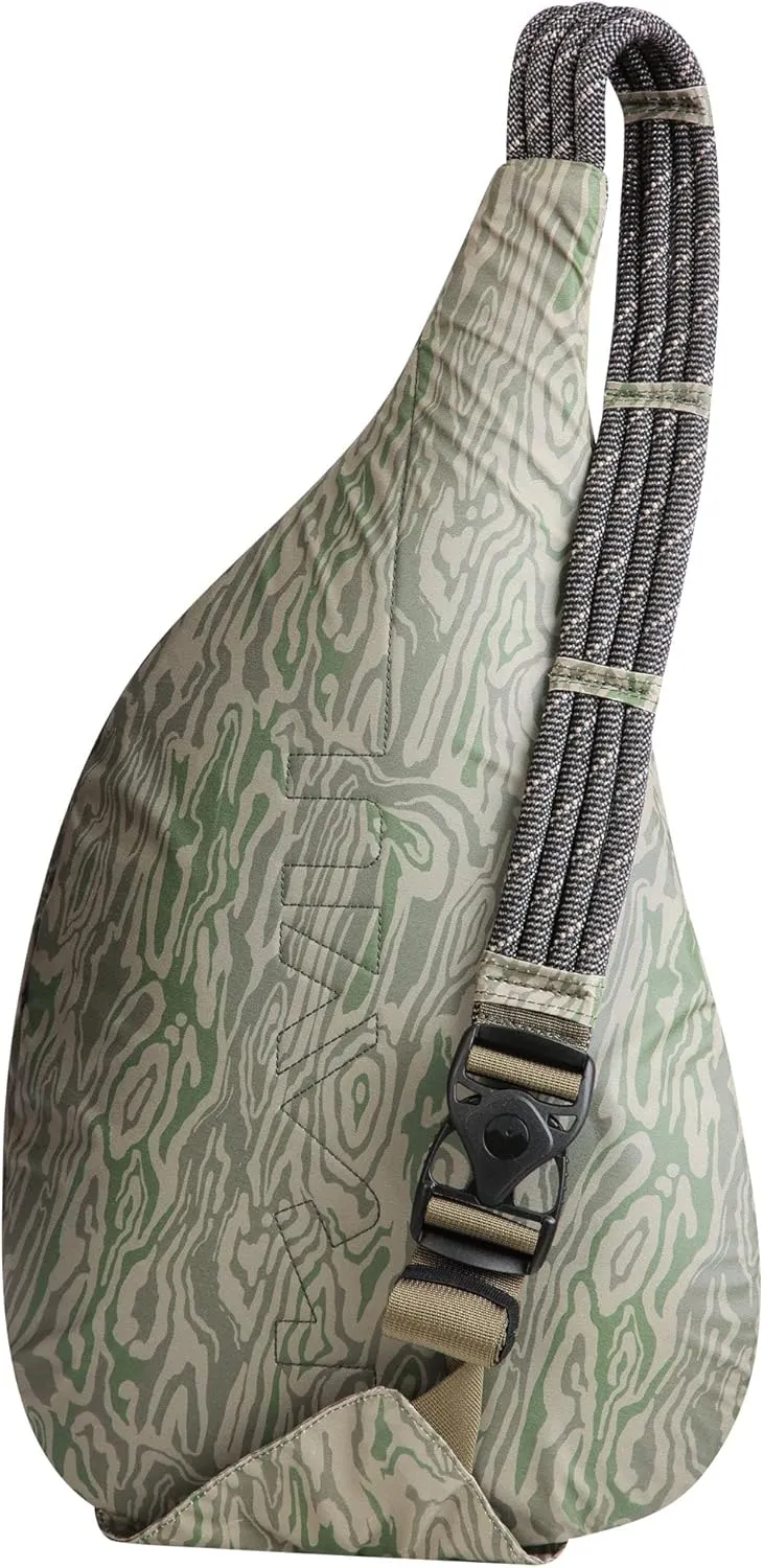 KAVU Original Rope Sack Sling Crossbody Backpack, Woodgrain Terrain