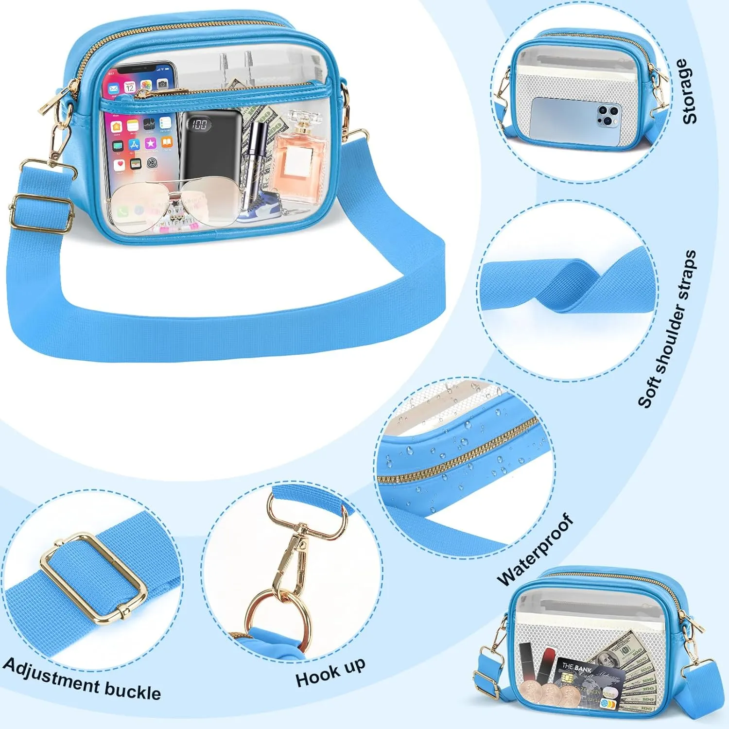 KETIEE Clear Crossbody Bag, Stadium Approved Clear Purse Bag for Concerts Sports Events Festivals