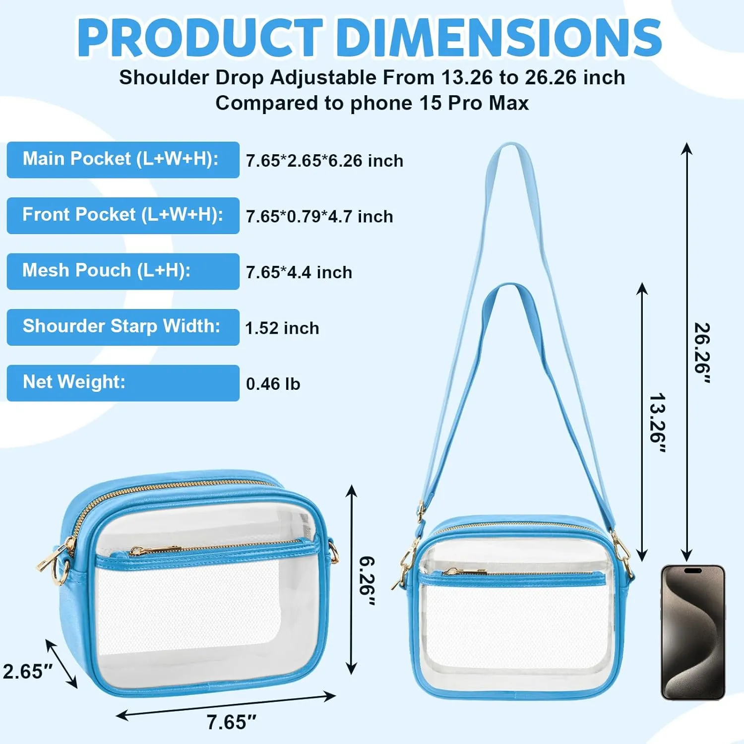 KETIEE Clear Crossbody Bag, Stadium Approved Clear Purse Bag for Concerts Sports Events Festivals