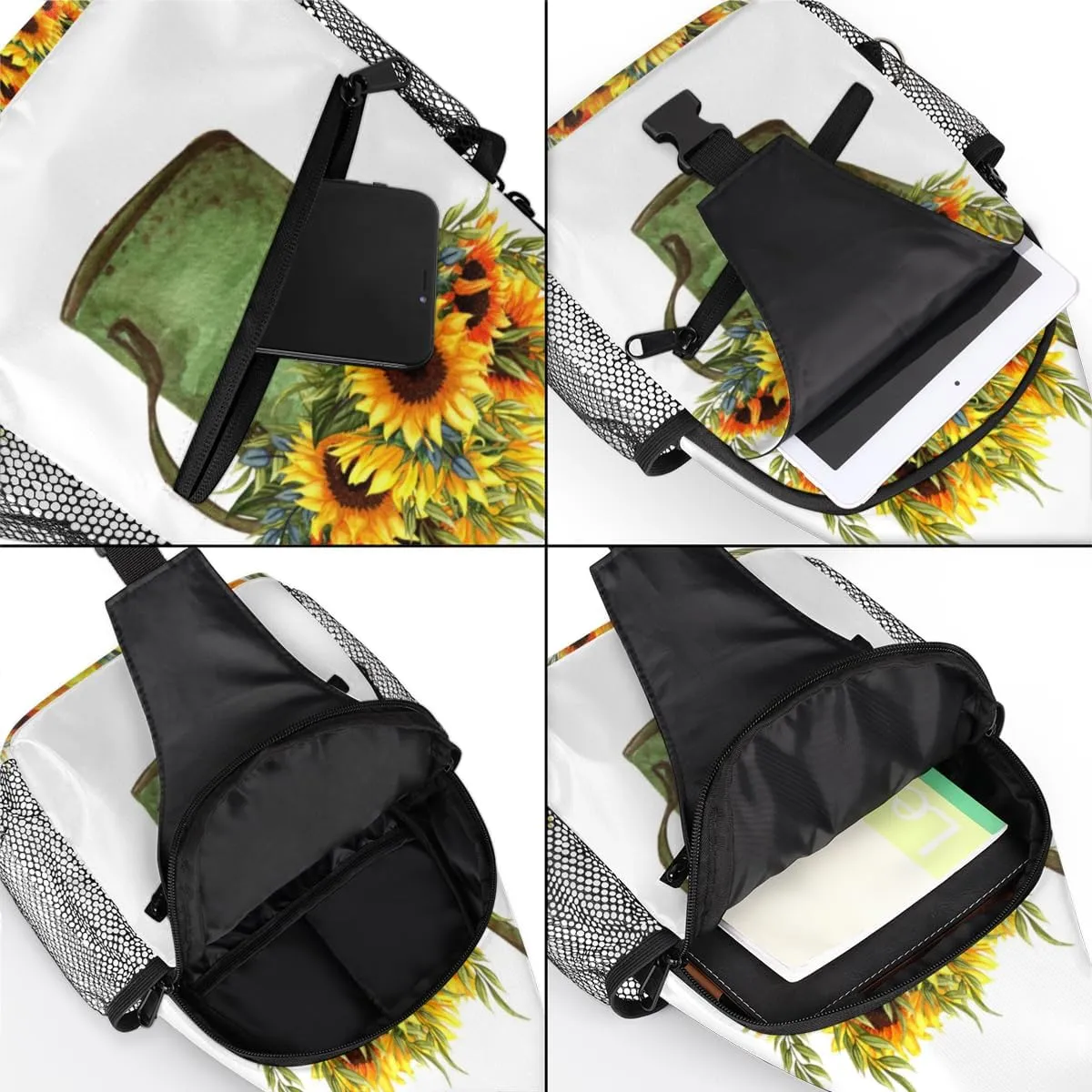 Kettle Sunflower Sling Bag for Women Men Crossbody Sling Backpack Shoulder Bag Chest Bag Daypack for Travel Hiking Outdoor