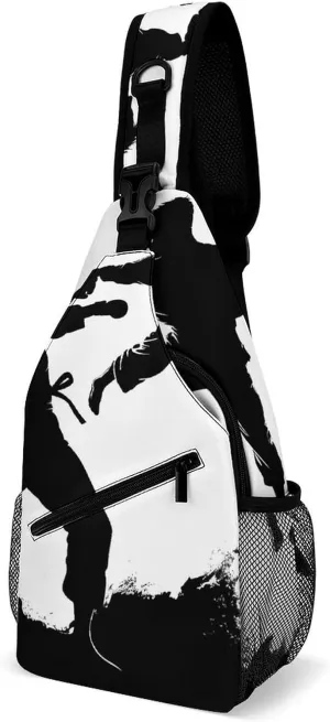 Kickboxing Sling Bag for Men Women Waterproof Chest Bag Print Cross Chest Bag Diagonally Gym Sport Travel Hiking Daypack