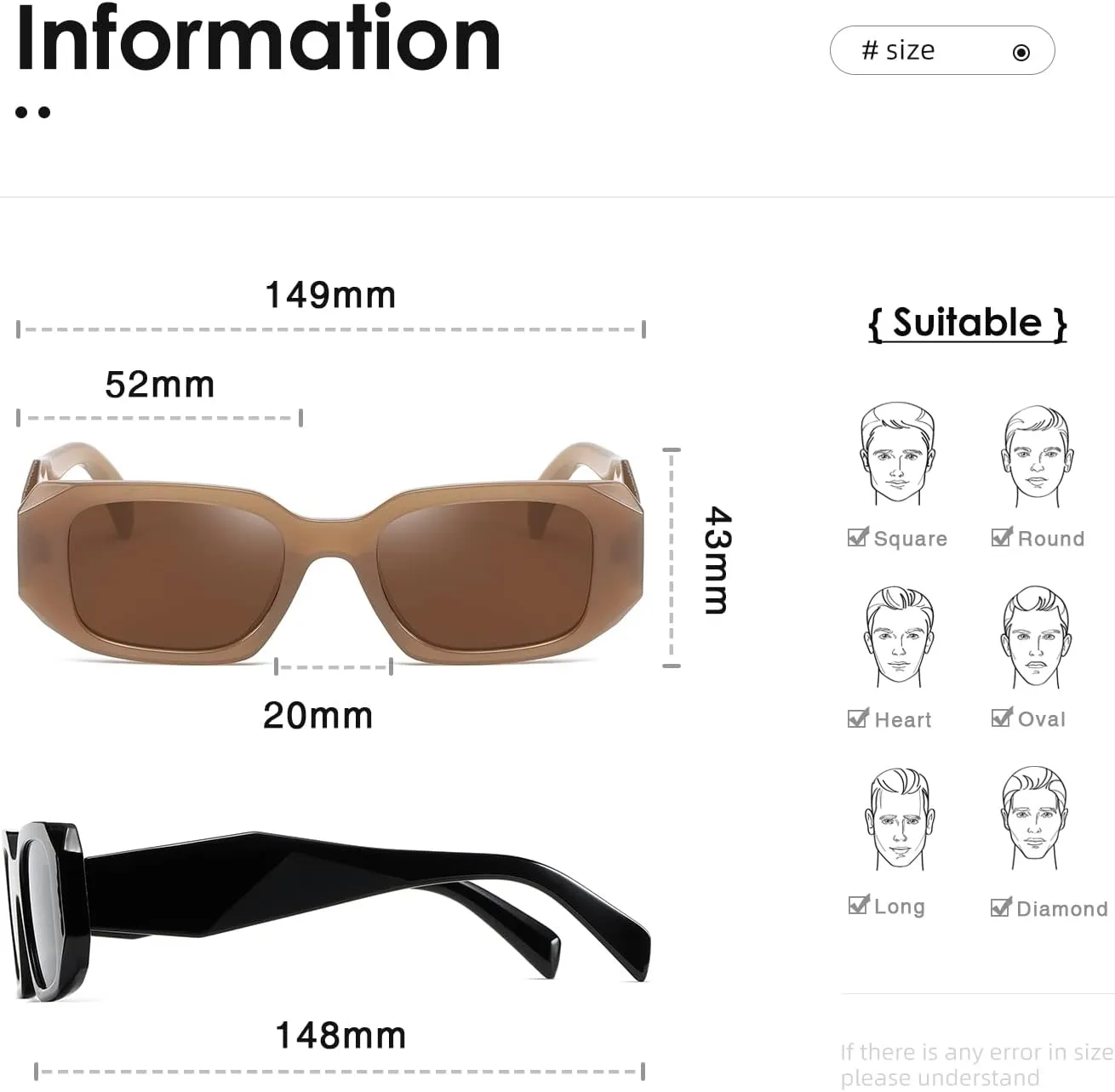 kimorn Rectangle Sunglasses for Women Men Trendy Retro Trendy Sun Glasses 90’s Vintage Square Frame K1307