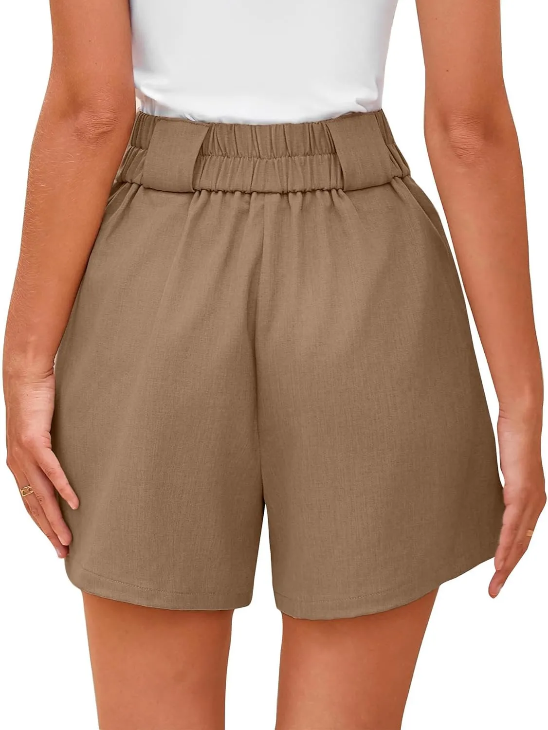 KIRUNDO Womens Shorts Dressy Casual 2025 Trendy Summer Elastic High Waisted Pleated Side Slit Business Work Shorts Pockets