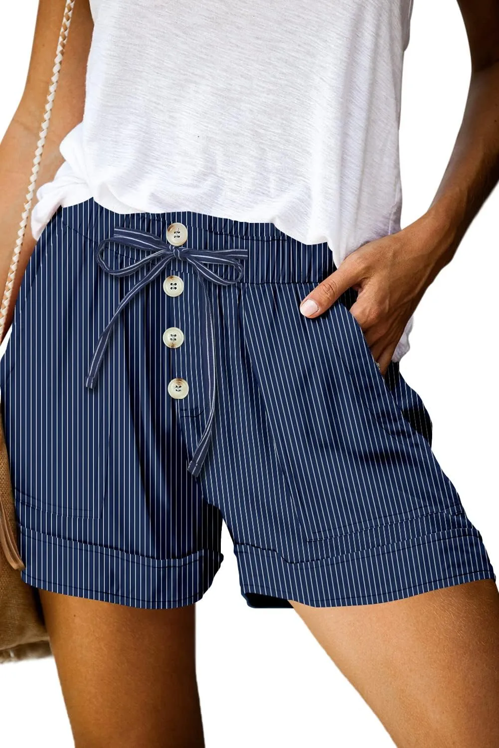KISSMODA Womens Summer Shorts Leopard/Camo/Solid/Floral Print Elastic Waist Pocketed Casual Pants