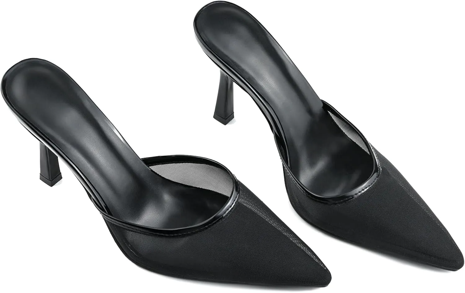 Kitten Heels for Women Pointed Toe Heels Studded Slip On Bow Heels Mules Faux Suede Sandals Kitten Heel Pumps