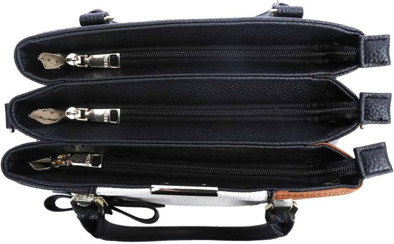 KKXIU 3 Zippered Compartments Purses and Handbags for Women Top Handle Satchel Shoulder Ladies Bags