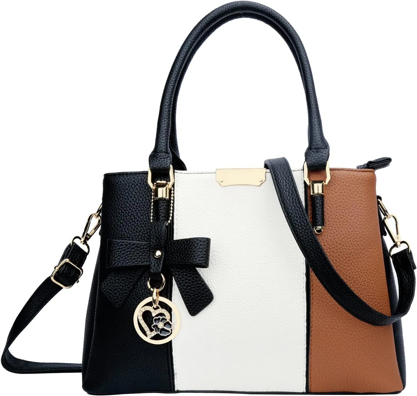 KKXIU 3 Zippered Compartments Purses and Handbags for Women Top Handle Satchel Shoulder Ladies Bags