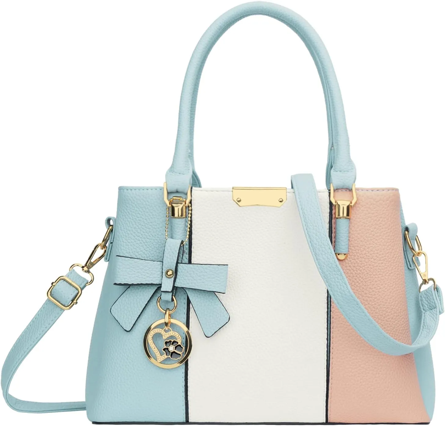 KKXIU 3 Zippered Compartments Purses and Handbags for Women Top Handle Satchel Shoulder Ladies Bags
