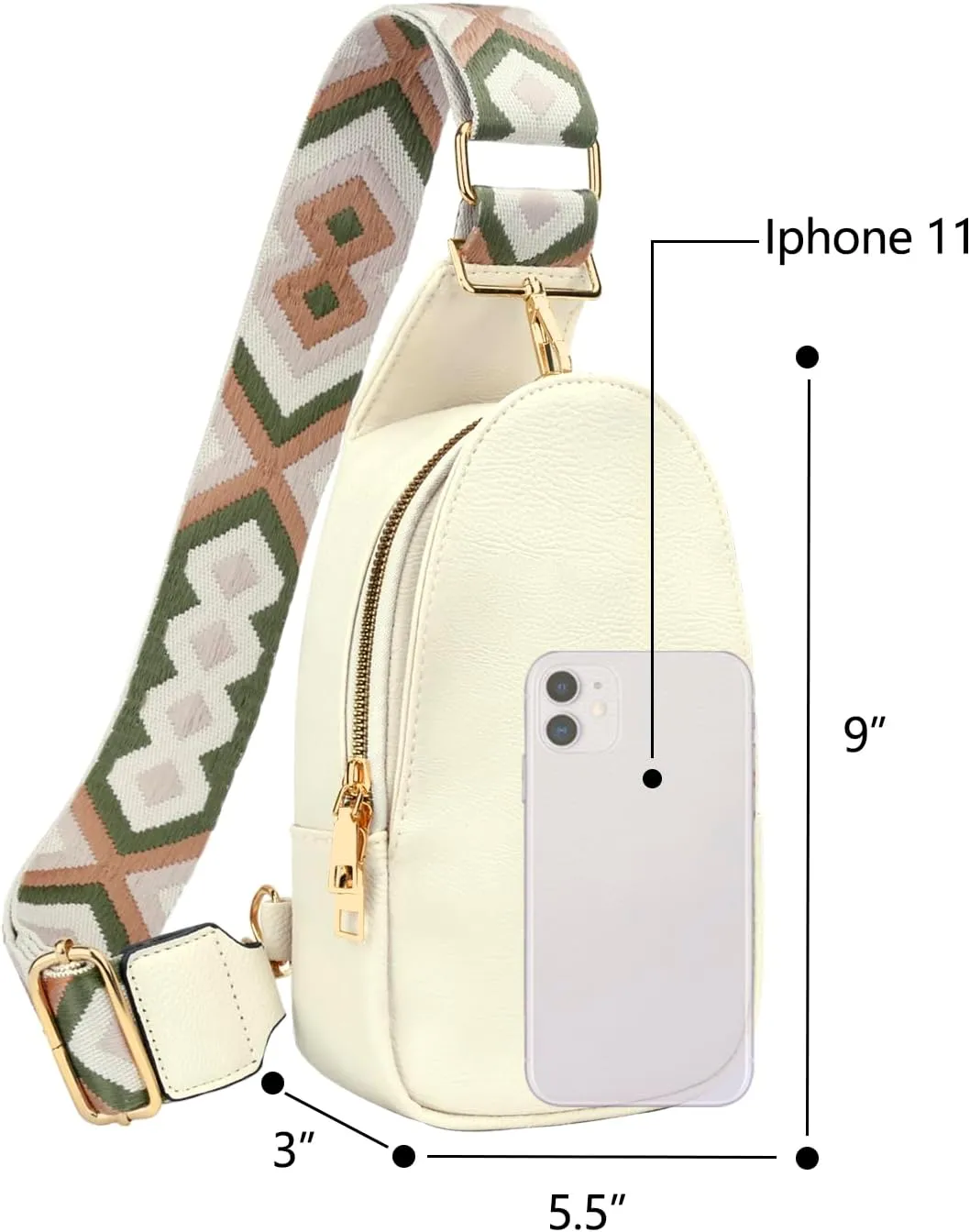 KKXIU Fashion Small Sling Bag for Women Leather Fanny Packs Chest Crossbody Cell Phone Bag Shoulder Travel Purse Gifts for Teenager (B-White)