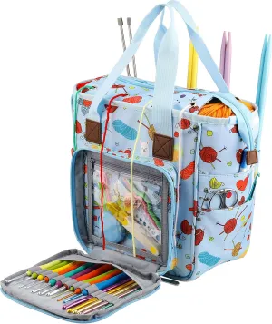 KOKNIT crochet bag,knitting bagBackpack and Tote Bag Storage Bag ，Large capacityYarn Storage Organizer Travel Crochet Bag Women Carrying Crochet Accessories Knitting Needles Crochet