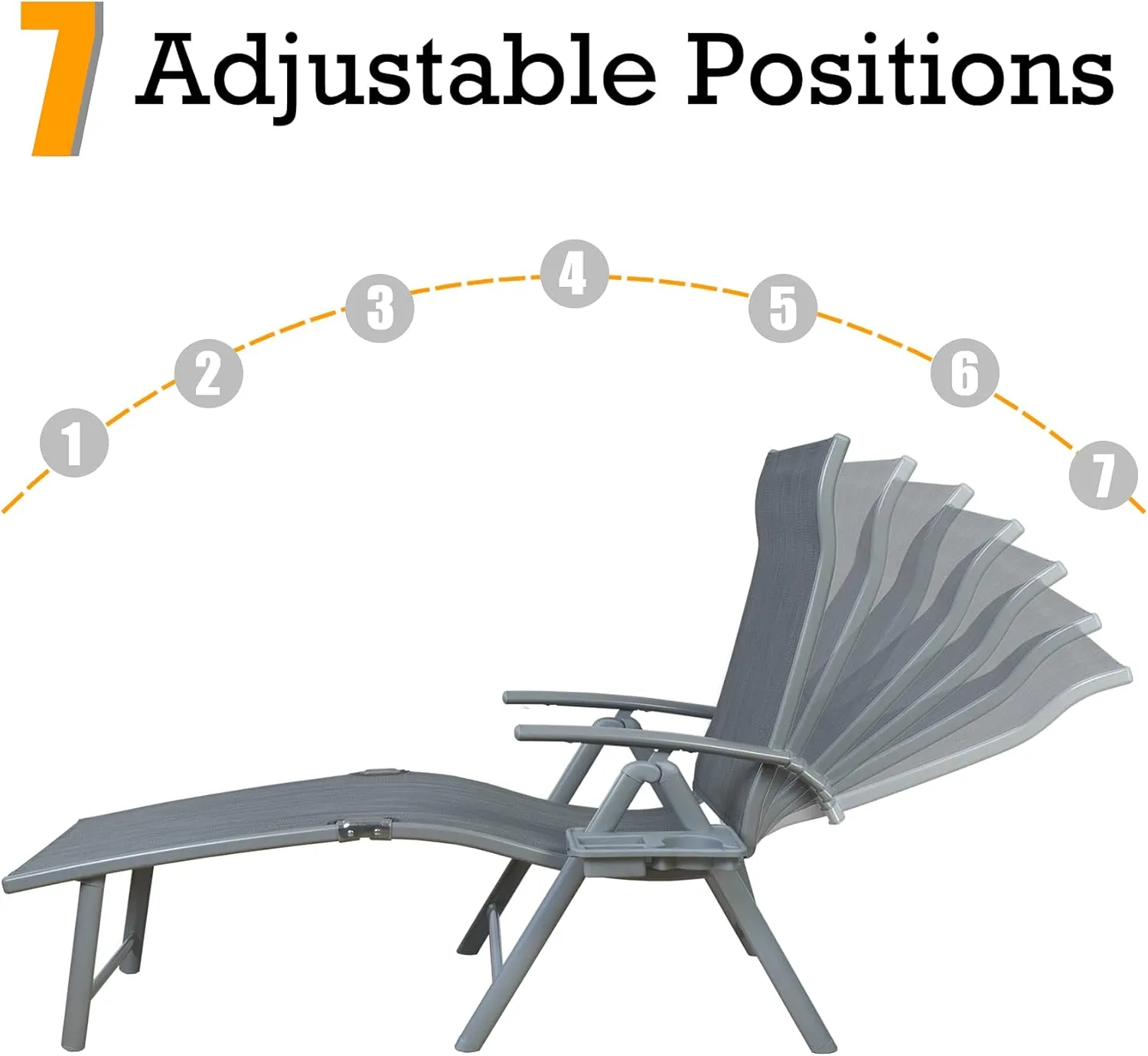Kozyard Cozy Aluminum Reclining Lounge Chair (1 Pack, Grey)