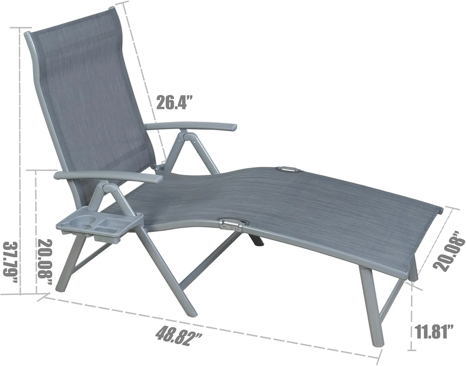 Kozyard Cozy Aluminum Reclining Lounge Chair (1 Pack, Grey)