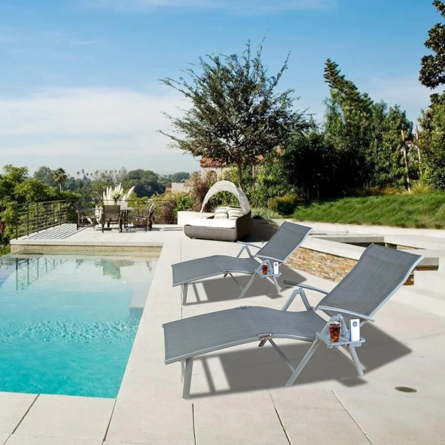 Kozyard Cozy Aluminum Reclining Lounge Chair (1 Pack, Grey)