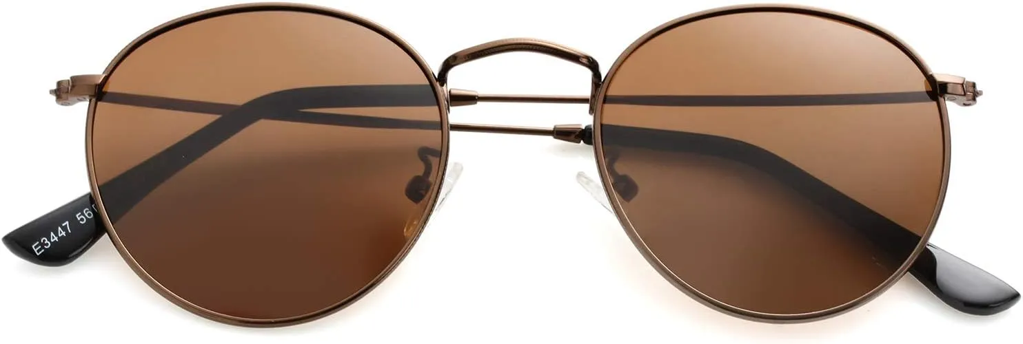 Kursan Small Round Metal Polarized Sunglasses for Men Women Mirrored Lens Classic Circle Sun Glasses
