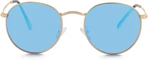 Kursan Small Round Metal Polarized Sunglasses for Men Women Mirrored Lens Classic Circle Sun Glasses